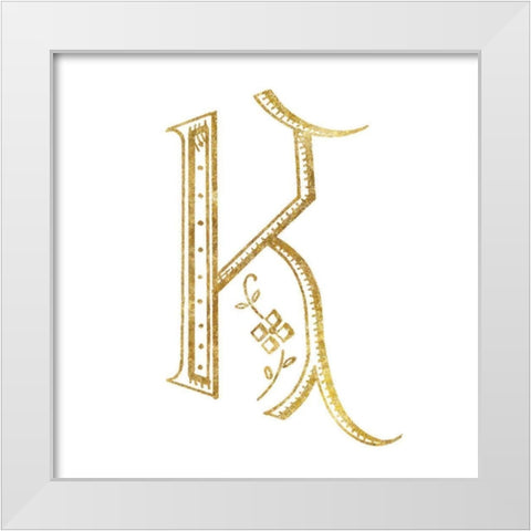 French Sewing Letter K White Modern Wood Framed Art Print by Wild Apple Portfolio