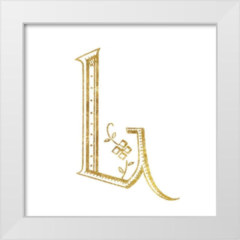 French Sewing Letter L White Modern Wood Framed Art Print by Wild Apple Portfolio