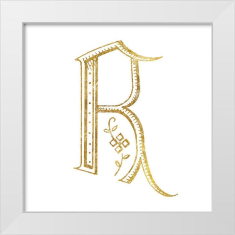 French Sewing Letter R White Modern Wood Framed Art Print by Wild Apple Portfolio