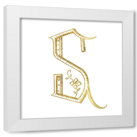 French Sewing Letter S White Modern Wood Framed Art Print by Wild Apple Portfolio