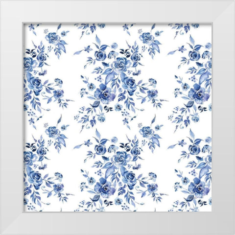 Delft Delight Pattern I White Modern Wood Framed Art Print by Rice, Kristy