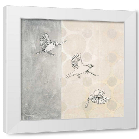 Sparrows Alighting White Modern Wood Framed Art Print by Lovell, Kathrine