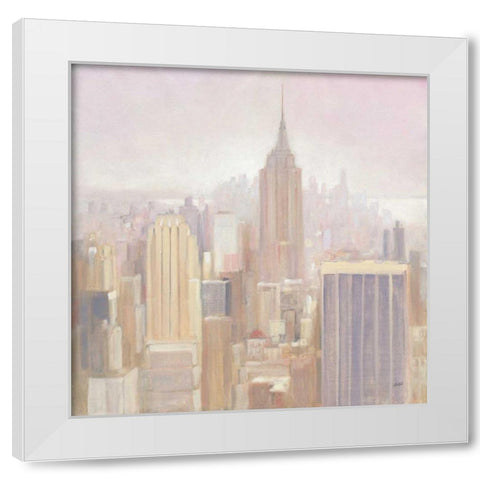 Manhattan in the Mist White Modern Wood Framed Art Print by Purinton, Julia
