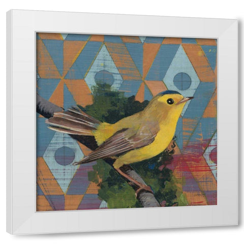 Wilsons Warbler White Modern Wood Framed Art Print by Lovell, Kathrine