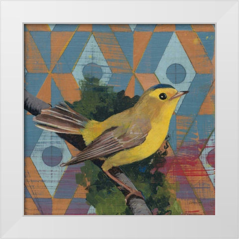 Wilsons Warbler White Modern Wood Framed Art Print by Lovell, Kathrine