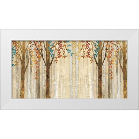 Down to the Woods Autumn Teal Crop White Modern Wood Framed Art Print by Tillmon, Avery