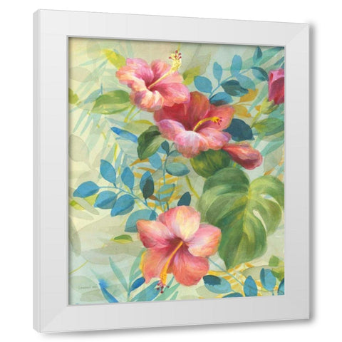 Hibiscus Garden II White Modern Wood Framed Art Print by Nai, Danhui