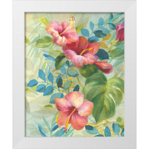 Hibiscus Garden II White Modern Wood Framed Art Print by Nai, Danhui