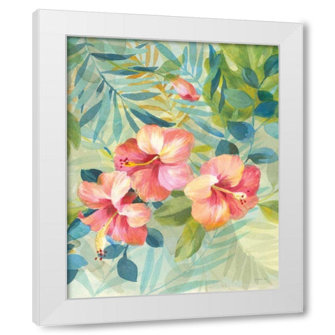 Hibiscus Garden III White Modern Wood Framed Art Print by Nai, Danhui