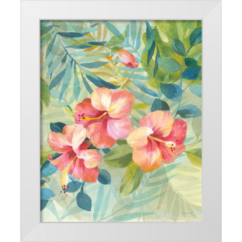 Hibiscus Garden III White Modern Wood Framed Art Print by Nai, Danhui