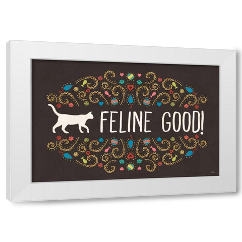 Otomi Cats I Dark White Modern Wood Framed Art Print by Charron, Veronique