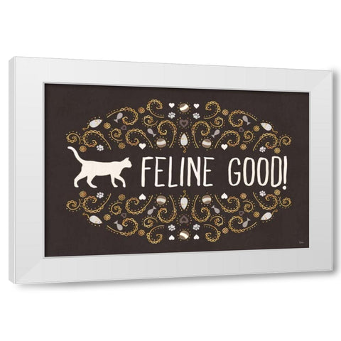 Otomi Cats I Dark Neutral White Modern Wood Framed Art Print by Charron, Veronique