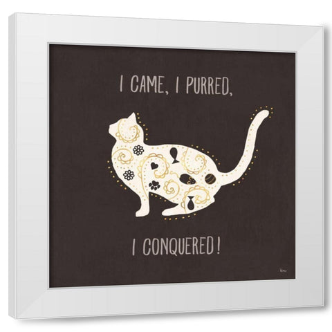 Otomi Cats V Dark Neutral White Modern Wood Framed Art Print by Charron, Veronique