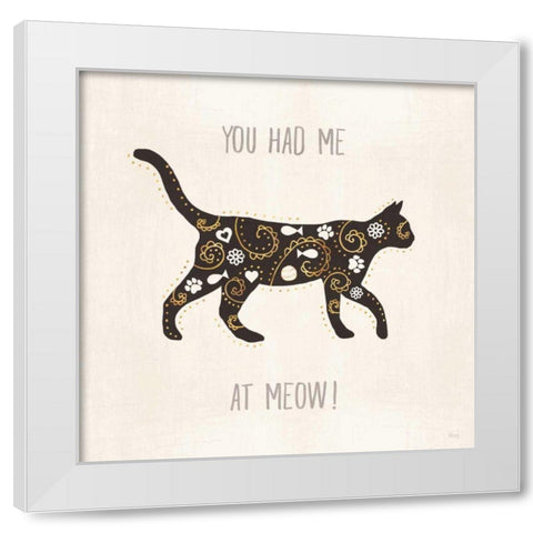 Otomi Cats IV Neutral White Modern Wood Framed Art Print by Charron, Veronique