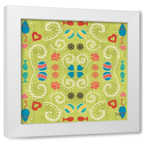 Otomi Cats Step 01D White Modern Wood Framed Art Print by Charron, Veronique