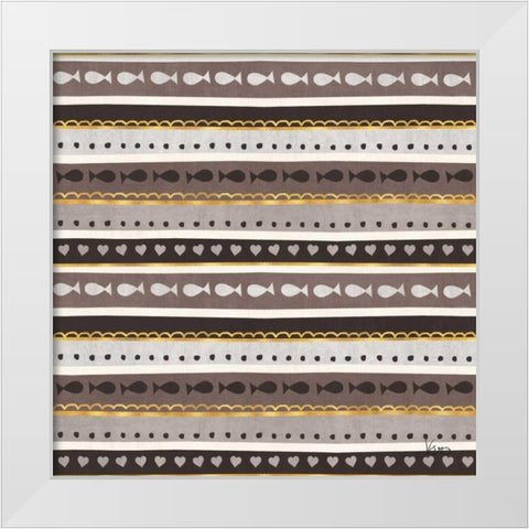 Otomi Cats Step 03 Neutral White Modern Wood Framed Art Print by Charron, Veronique