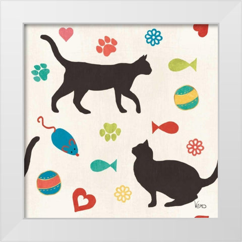 Otomi Cats Step 04A White Modern Wood Framed Art Print by Charron, Veronique