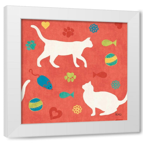Otomi Cats Step 04C White Modern Wood Framed Art Print by Charron, Veronique