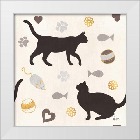 Otomi Cats Step 04A Neutral White Modern Wood Framed Art Print by Charron, Veronique