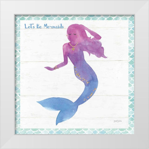 Mermaid Friends III Lets Be White Modern Wood Framed Art Print by Jackson, Jenaya