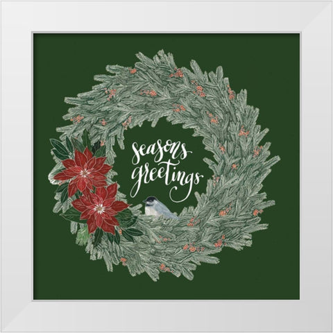 Woodland Wreath II Green White Modern Wood Framed Art Print by Miller, Sara Zieve