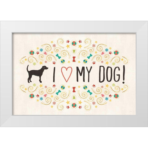 Otomi Dogs I White Modern Wood Framed Art Print by Charron, Veronique