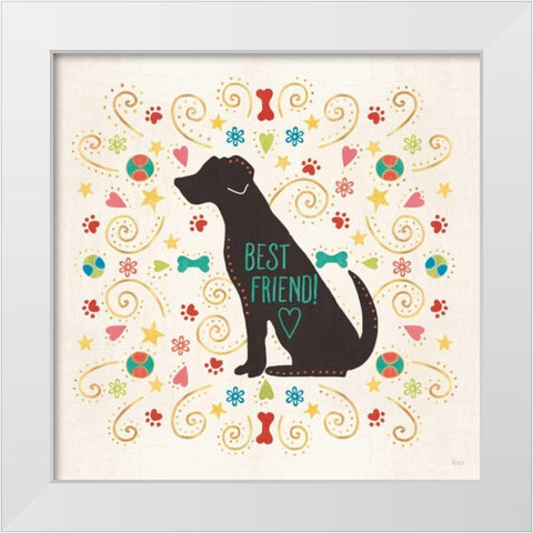 Otomi Dogs III White Modern Wood Framed Art Print by Charron, Veronique