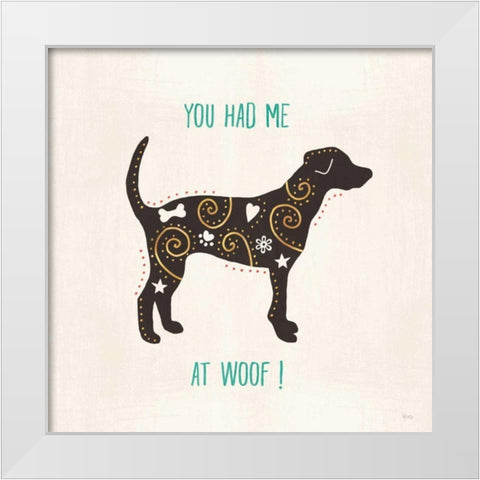 Otomi Dogs IV White Modern Wood Framed Art Print by Charron, Veronique