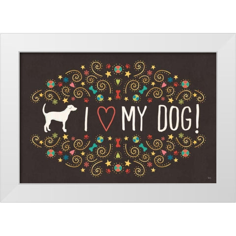 Otomi Dogs I Dark White Modern Wood Framed Art Print by Charron, Veronique