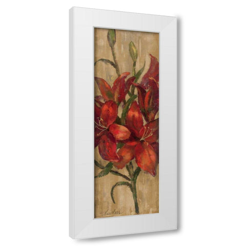 Vivid Red Lily on Gold White Modern Wood Framed Art Print by Vassileva, Silvia