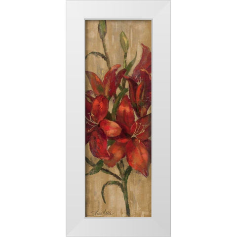 Vivid Red Lily on Gold White Modern Wood Framed Art Print by Vassileva, Silvia