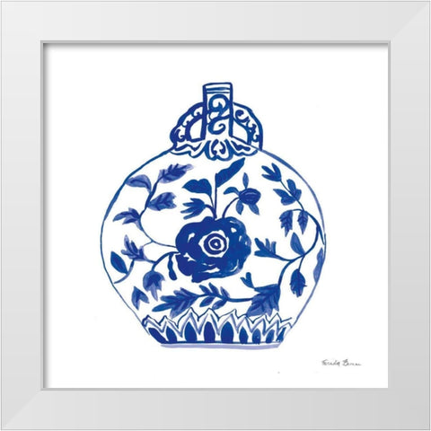 Chinoiserie V White Modern Wood Framed Art Print by Zaman, Farida