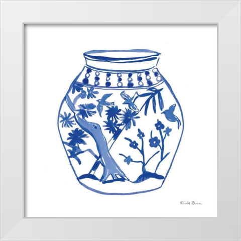 Chinoiserie VII White Modern Wood Framed Art Print by Zaman, Farida