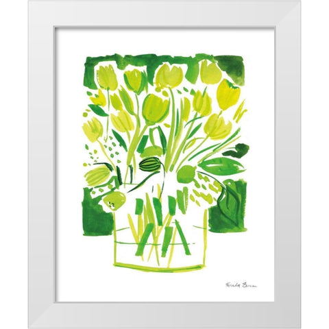 Lemon Green Tulips I White Modern Wood Framed Art Print by Zaman, Farida