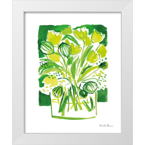 Lemon Green Tulips II White Modern Wood Framed Art Print by Zaman, Farida