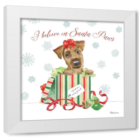 Holiday Paws II White Modern Wood Framed Art Print by Grove, Beth