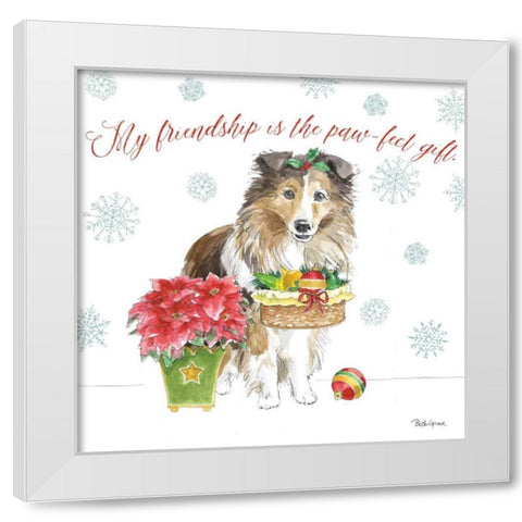 Holiday Paws III White Modern Wood Framed Art Print by Grove, Beth