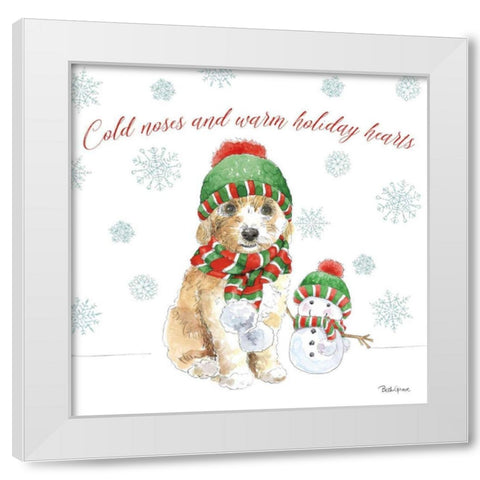 Holiday Paws IV White Modern Wood Framed Art Print by Grove, Beth