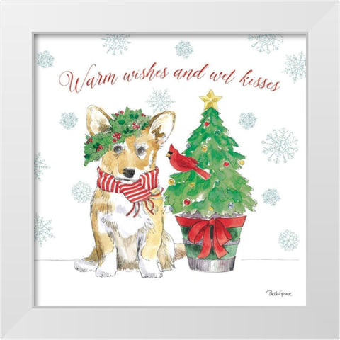 Holiday Paws V White Modern Wood Framed Art Print by Grove, Beth