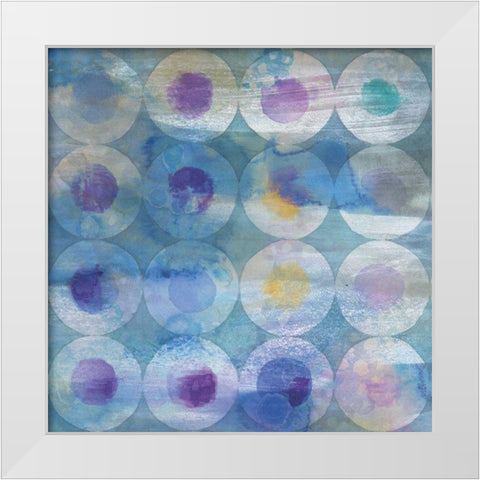 Touching Circles III White Modern Wood Framed Art Print by Nai, Danhui