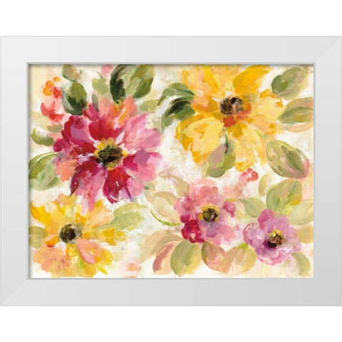 Floral Radiance White Modern Wood Framed Art Print by Vassileva, Silvia