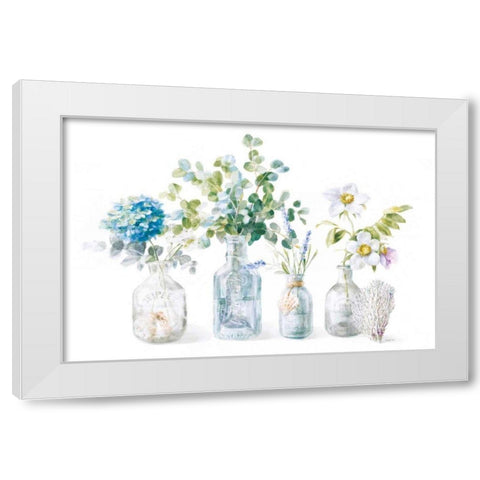 Beach Flowers I White Modern Wood Framed Art Print by Nai, Danhui