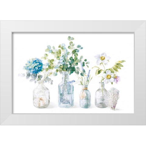 Beach Flowers I White Modern Wood Framed Art Print by Nai, Danhui