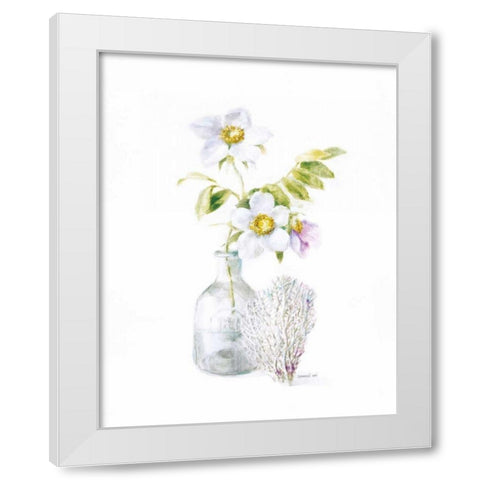 Beach Flowers II White Modern Wood Framed Art Print by Nai, Danhui