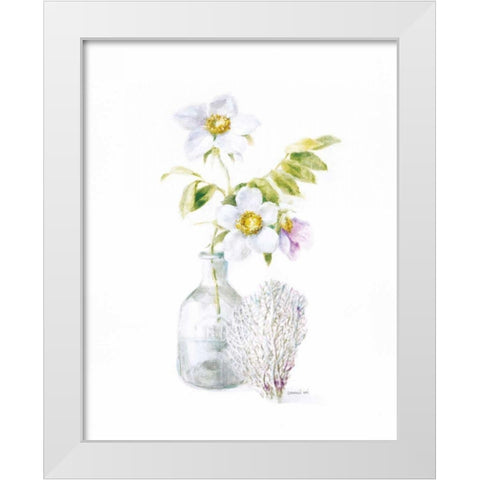 Beach Flowers II White Modern Wood Framed Art Print by Nai, Danhui