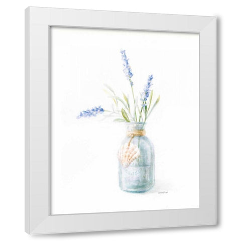 Beach Flowers III White Modern Wood Framed Art Print by Nai, Danhui