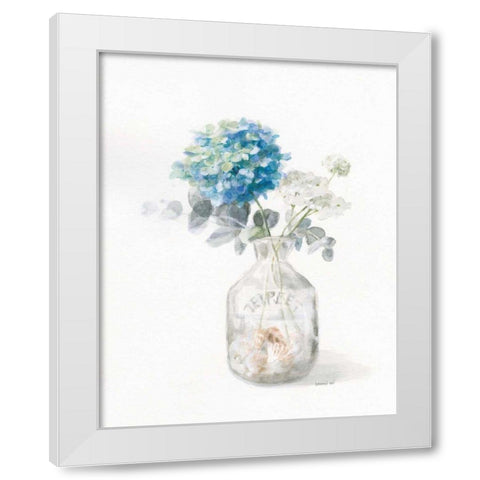 Beach Flowers V White Modern Wood Framed Art Print by Nai, Danhui