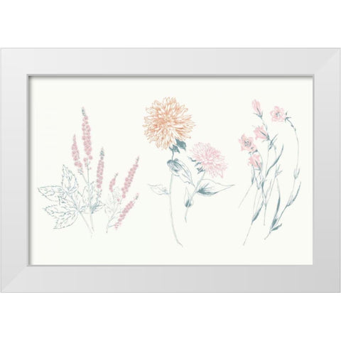 Flowers on White VIII Contemporary White Modern Wood Framed Art Print by Wild Apple Portfolio