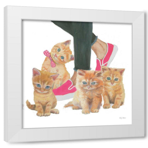 Cutie Kitties I White Modern Wood Framed Art Print by Adams, Emily