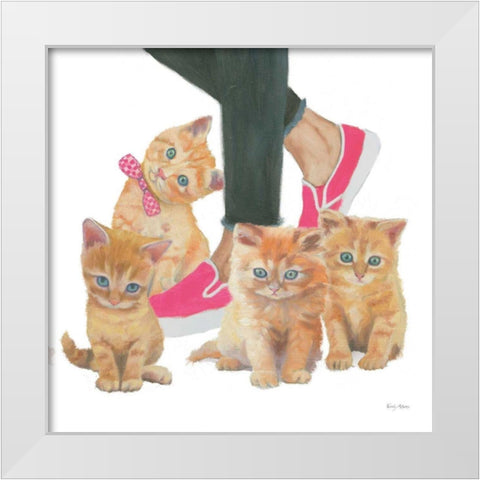 Cutie Kitties I White Modern Wood Framed Art Print by Adams, Emily